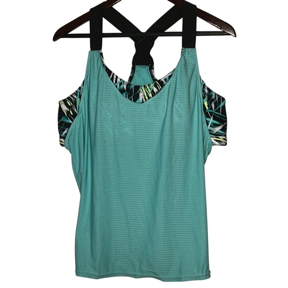 ZeroXposur Women's UPF 50+ Swim Tankini  Wide Strap and Built-In Shelf Bra  NWOT - Picture 1 of 15